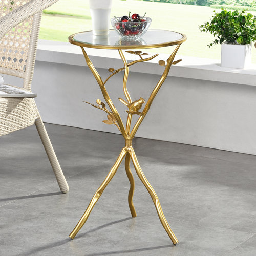 Red Barrel Studio® Glass Top 3 Legs End Table & Reviews Wayfair